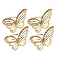 4 Anéis para guardanapos Butterfly Wolff Dourado Metal 4 Anéis para guardanapos Butterfly Wolff Dourado Metal