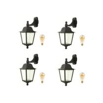 4 Arandela Colonial Preta Vintage Ali78 + Lamp Ali48