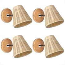 4 Arandela Fibra Natural Direcionável Rattan Varanda Nat94