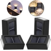 4 Arandela Lampada Luminaria Externa Leds Solar Slim Pequena Quintal Parede Quadrada - ISR utilidades