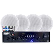 4 Arandelas Branca 55w Som Ambiente Receiver Bluetooth Casa