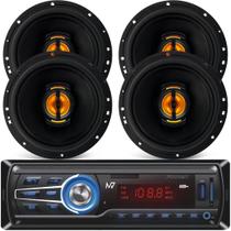 4 Auto Falantes 6 Pol Jb6 Flex 110w + Rádio Mp3 Bluetooth