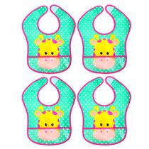 4 Babadores Baby Estampa Girafa com Bolso Pega Migalhas Buba