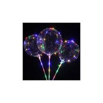 4 balão bubble bolha transparente led colorido + vareta decoração