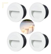 4 Balizador Embutir Redondo Parede Branco Led Escada Lup90
