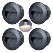 4 Balizador Parede De Embutir Redondo Preto Led Sala Lup74