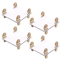 4 Bandejas Provençal Quadrada Flat Linha Premium - Mdf Branco