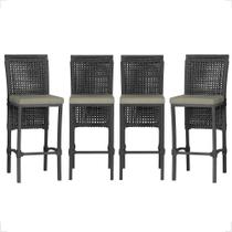 4 Banqueta em Alumínio Roma Preta Corda Náutica Tecido 8