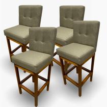 4 banquetas alta c/ encosto tokio linho cappuccino g2home