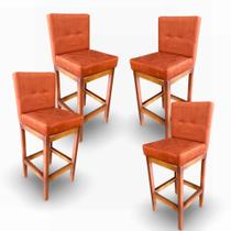 4 banquetas alta c/ encosto tokio suede terracota g2home