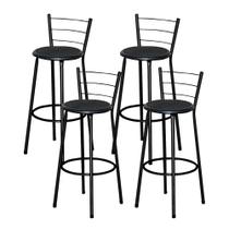 4 Banquetas Alta Epoxi Preta Cristal