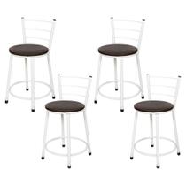 4 Banquetas Baixa para Cozinha Epoxi Branca