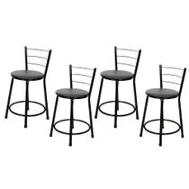 4 Banquetas Baixa para Cozinha Epoxi Preta