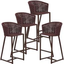 4 Banquetas Bali Em Alumínio E Corda Náutica Trama Original