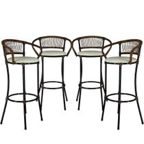 4 Banquetas Bancada, Balcão Branco Gelo Argila Cancún 4 Banquetas Bancada, Balcão Branco Gelo Argila Cancún