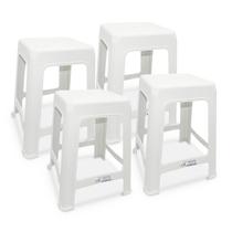 4 Banquetas Branca Plástico Multiuso Resistente 100kg