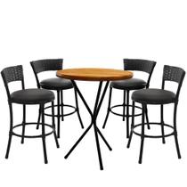 4 Banquetas Forts Baixa Fibra Alumínio Com Bistrô Preto 4 Banquetas Forts Baixa Fibra Alumínio Com Bistrô Preto