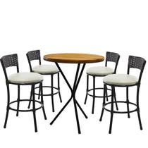 4 Banquetas Forts Baixa Fibra Preto Ferro Pintura Eletrostática 1 Bistrô Tampa Madeira com Assento Branco 4 Banquetas Forts Baixa Fibra Preto Ferro Pintura Eletrostática 1 Bistrô Tampa Madeira com Assento Branco