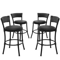 4 Banquetas Forts Baixa Fibra Sintética e Ferro Pintura Eletrostática Assento Estofado - Preto 4 Banquetas Forts Baixa Fibra Sintética e Ferro Pintura Eletrostática Assento Estofado - Preto