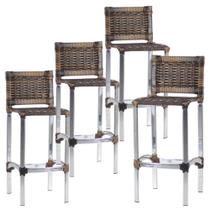 4 Banquetas Madri em Alumínio para Edícula, Cozinha, Balcão, Área Trama Original