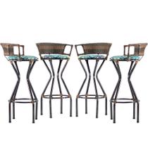 4 Banquetas para Balcão com Assento Estofado Charme em Ferro 4 Banquetas para Balcão com Assento Estofado Charme em Ferro