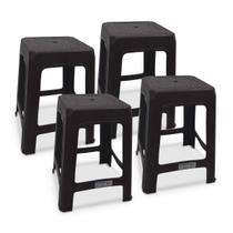 4 Banquetas Preta Plástico Multiuso Resistente 100kg 4 Banquetas Preta Plástico Multiuso Resistente 100kg