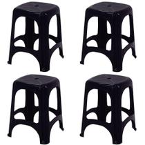 4 Banquetas Tramontina Niterói ECO em Polipropileno Preto 45cm 92411009