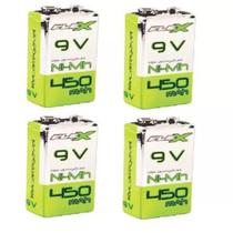 4 baterias 9v recarregáveis Flex 450mah fx-9v-45b1