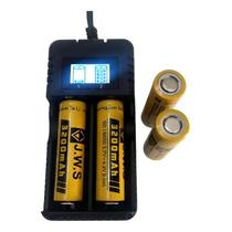 4 Baterias Recarregável Recarregavéis 18650 3.7v + Carregador Lanterna - JWS
