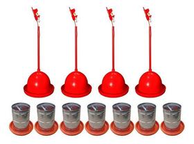 4 Bebedouros Pendulares + 7 Comedouros Galv. 5kg Para Aves
