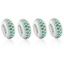 4 Berloque Prata 925 P/pulseira Separador Pneuzinho Zirconia