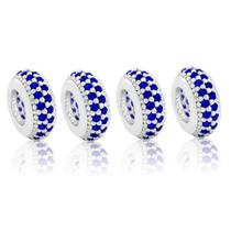 4 Berloque Prata 925 P/pulseira Separador Pneuzinho Zirconia
