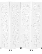 4 Biombo Pintado Sanfonado Com Rodinhas E Dobradiças Painel Mdf Folha Divisor Divisória Separador De Ambiente Branco Ou Preto Vários Modelos