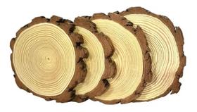 4 Bolachão De Madeira Pinus Importada Pequena Para Decoração