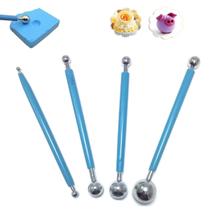 4 Boleadores Pontas Dupla Metal Inox Biscuit Azul 4 Boleadores Pontas Dupla Metal Inox Biscuit Azul