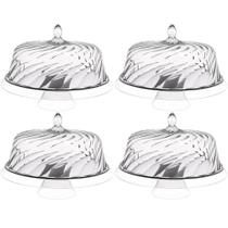 4 Boleiras com Cúpula e Pé 34cm Glassy Transparente Porta Bo 4 Boleiras com Cúpula e Pé 34cm Glassy Transparente Porta Bo