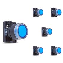 4 Botão Pulsador Luminoso Momentâneo Steck SLPRL4 Azul