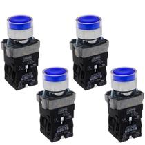 4 Botões De Impulsão Azul Iluminado 1na+1nf 24v Metaltex 4 Botões De Impulsão Azul Iluminado 1na+1nf 24v Metaltex
