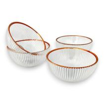 4 Bowl Tigela Cumbuca Vidro Canelado Filado Rose Gold 300ml