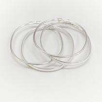 4 Bracelete Pulseira Rigido 4 Mm - 2 Mm Prata Legitima