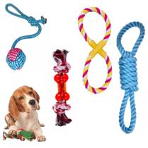 4 Brinquedo Pet Corda Resistente Interativo Cachorro Forte