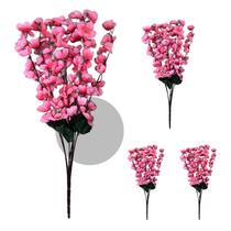 4 Buquê Flor Cerejeira Pessegueiro Artificial 7Galhos Planta