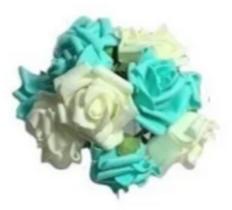 4 buquês mini rosas em eva com 6 rosas em cada arranjo flor