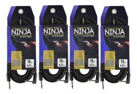 4 Cabo De Guitarra 0,20MM Preto e Conector P10xP10 90 Ninja Cable 15FT