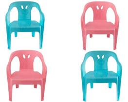 4 Cadeira Mini Poltrona Infantil Rosa E Azul De Plástico