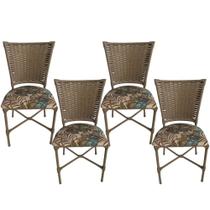 4 Cadeira Vivara Mesa Jantar Estofada Cozinha Fibra Sintética Areia Assento Floral Verde 4 Cadeira Vivara Mesa Jantar Estofada Cozinha Fibra Sintética Areia Assento Floral Verde