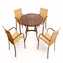 4 Cadeiras Ascoli e Mesa Ripada em Alumínio para Jardim, Cozinha, Piscina, Área, Churrasqueira - Trama Original