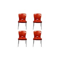 4 Cadeiras Bistrô Plástico Pés Alumínio Forte Bar Sala Salão 4 Cadeiras Bistrô Plástico Pés Alumínio Forte Bar Sala Salão
