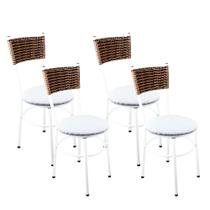 4 Cadeiras Branca Para Cozinha Viena Avelã