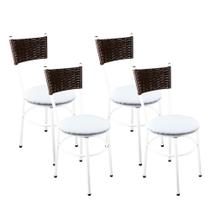 4 Cadeiras Branca Para Cozinha Viena Marrom Cor:Branco